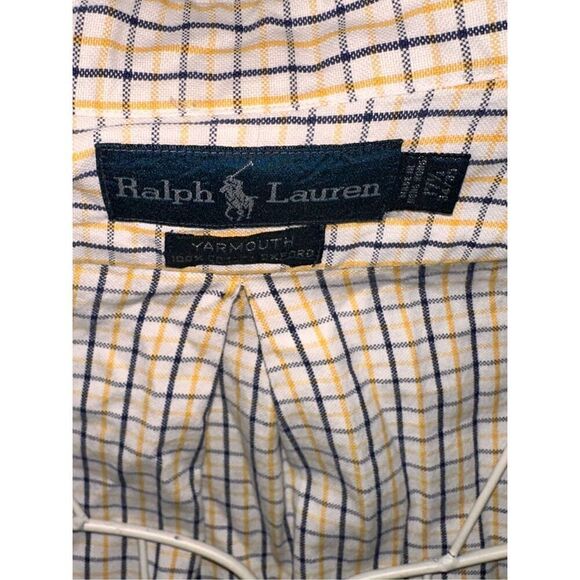 Good CONDITION Ralph Lauren Oxford Shirt Men's Size 17 1/2 Checkered Classics Bi - Picture 4 of 8